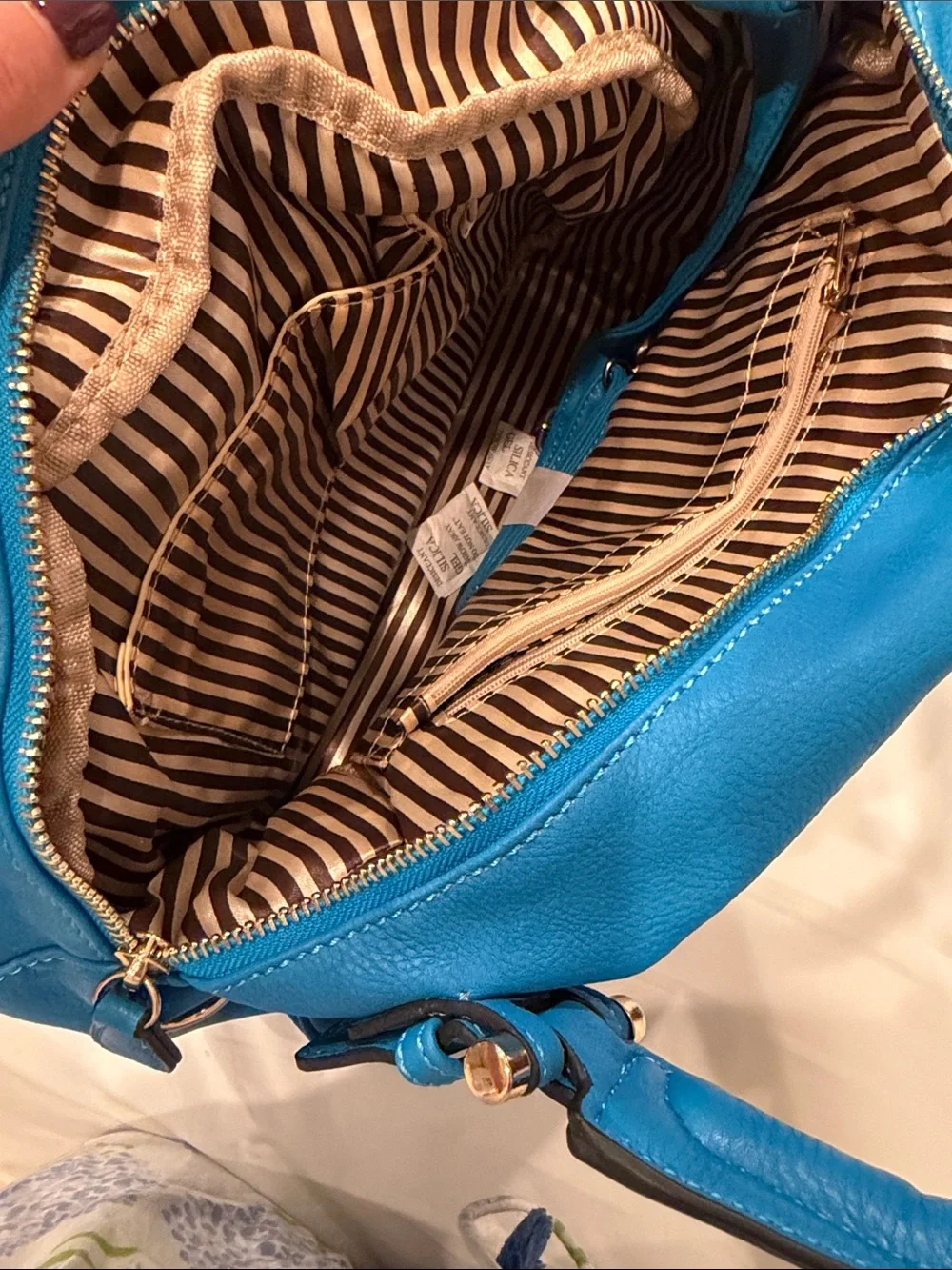 Bright Blue Top-Handle Shoulder Bag. NWT